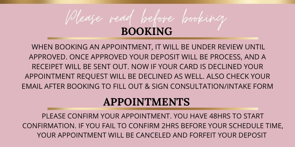 Please read before booking your Appointment